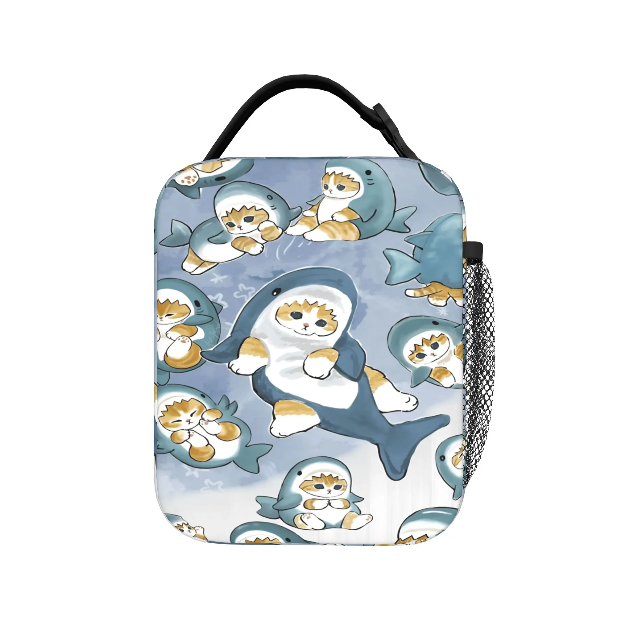 Sharks and kittens Lunch Bag  Casual Lunch Box For Child Picnic Convenient Cooler Bag Oxford Print Tote Food Bags