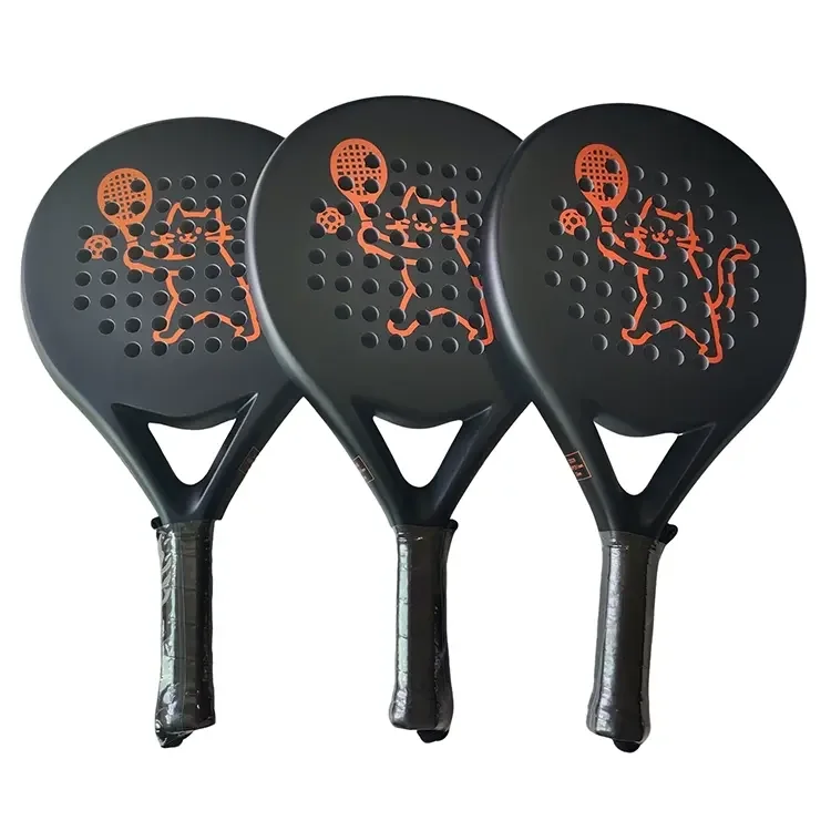 Premium Carbon fiber material 18K padel racket, round sandy textured surface, custom logo service, delicate hitting touch and pr