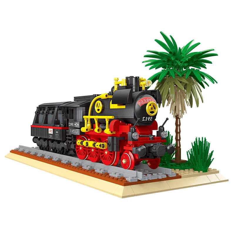 

Steam Locomotive Train Model MOC 20th Century Industrial Revolution Series Building Blocks Toys City Bricks Compatible With LEGO