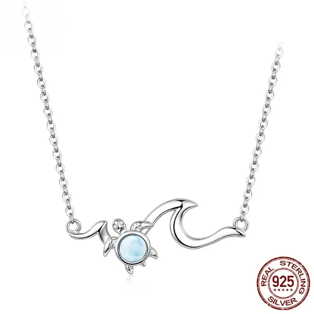 

2026 New Women's S925 Sterling Silver Turtle Necklace with Zircon Inlay - Sweet and Romantic Summer Beach Series
