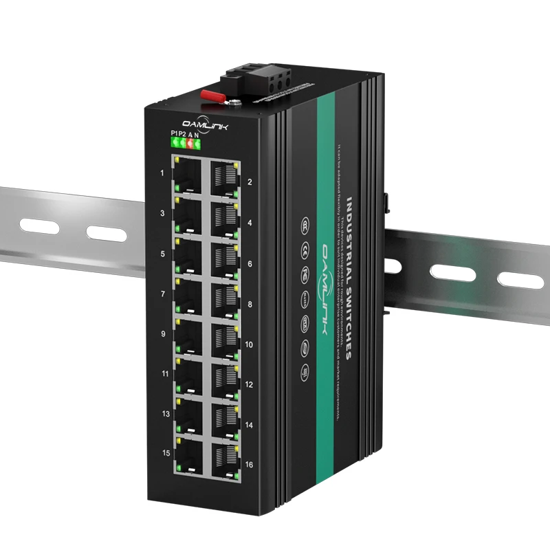 Industrial 16-Port Gigabit Ethernet Switch Din-Rail Unmanaged Plug and Play