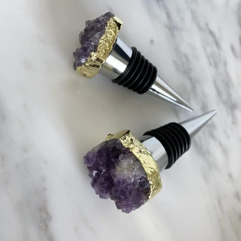 

Natural Crystal Red Wine Bottle Stopper, Reusable Champagne Saver Sealer, Creative Gift Decoration (Amethyst)