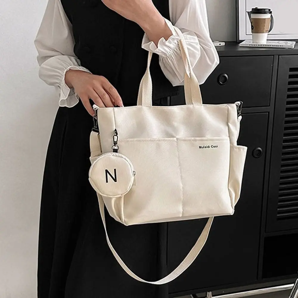 Large Capacity Oxford Tote Bag Waterproof Lightweight Crossbody Bag with Round Coin Purse Wear Resistant Shoulder Bag Beach