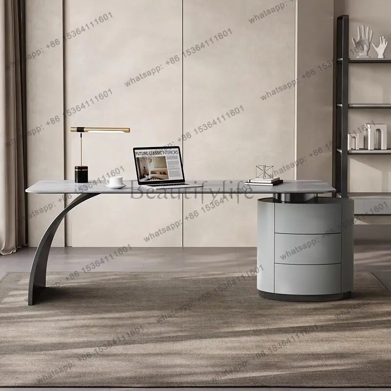 

Light luxury modern rock slab desk Italian minimalist computer desk home