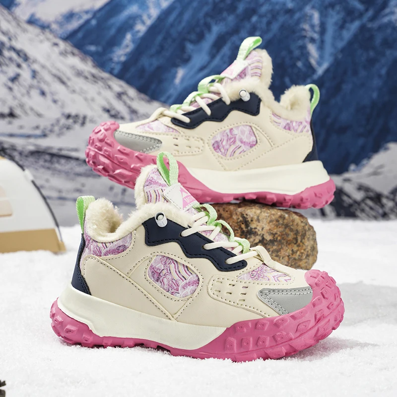 

Cute Girls Sneakers Winter Children Booots Boys Fashion Running Shoes Non-slip Outdoor Plush Warm Kids Walking Ankle Boots