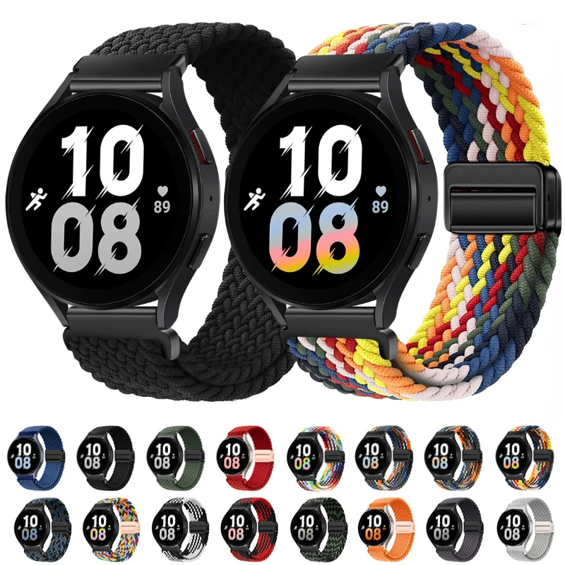 20mm 22mm Braided Nylon Strap for Samsung Galaxy Watch 6 5 4 Magnetic Bracelet Belt Huawei Watch 4 Pro/GT3 Pro Amazfit GTR4 Band