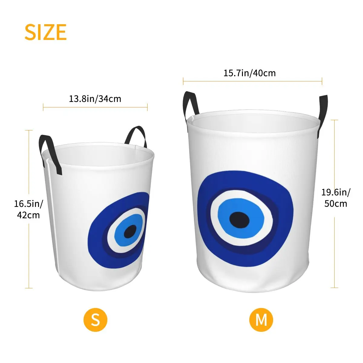 Custom Greek Turkish Evil Eye Laundry Hamper Large Clothes Storage Basket Mediterranean Style Toy Bin Organizer for Nursery