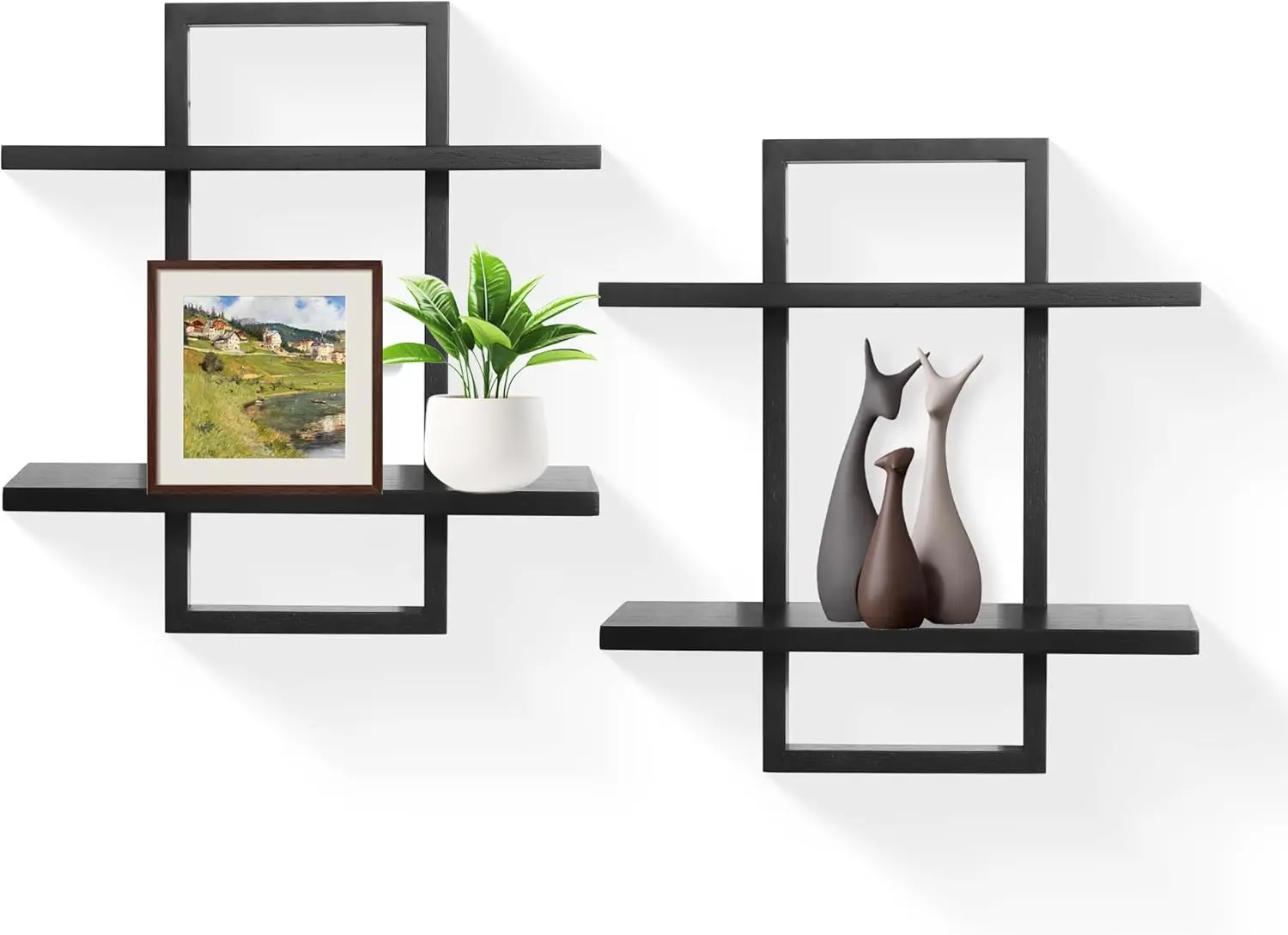 

Floating Shelves for Wall,Display Hanging Shelf Set of 2,Modern Decorative Plants Shelves,Wood Home Decor Storage Chic