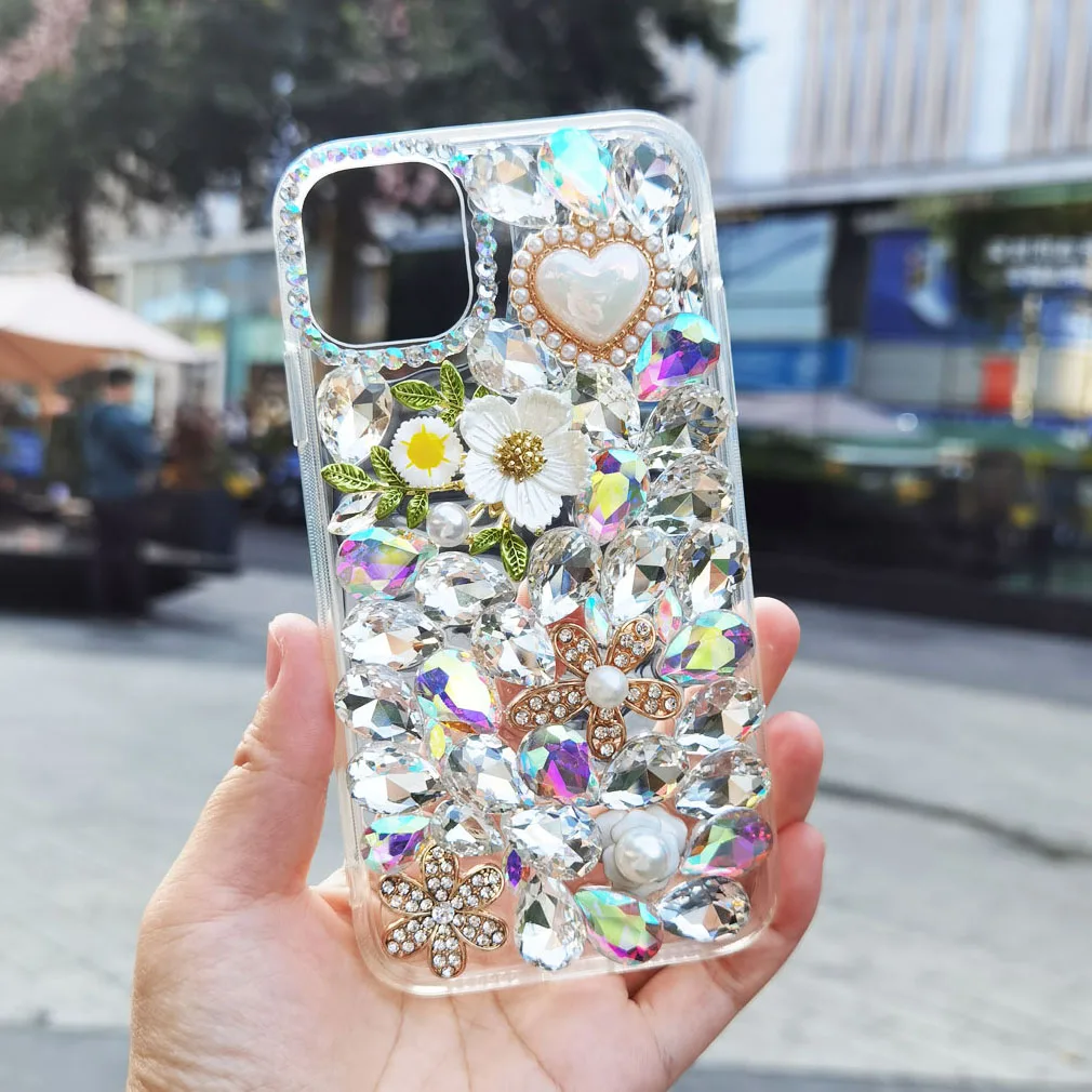 Diamond Case for Samsung Galaxy A56 A36 A26 A17 A16 A15 A14 A13 A12 A07 A06 A05S A55 A35 Bling 3D Floral Rhinestone Cases Cover