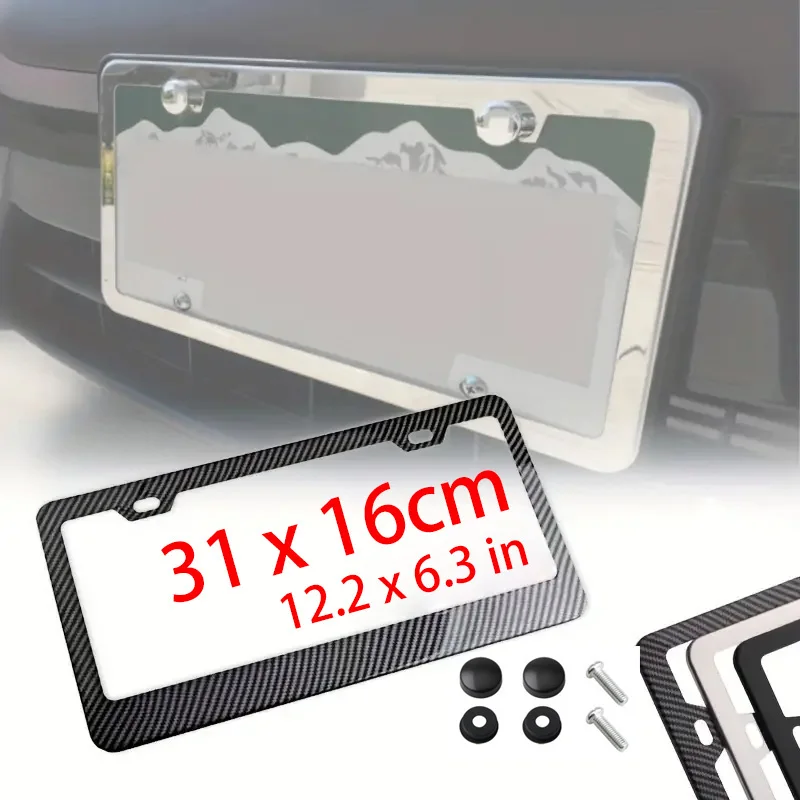 

1pc Stainless Universal US Model License Plate Frame Steel Front And Rear Metal Car License Plate Frame Label Cover Screw Cap