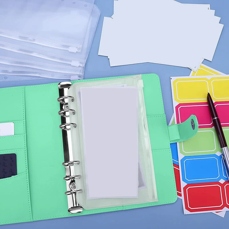 A6 PU 6-Ring Binder Budget Cover A6 Binder Pockets Expense Budget Sheets For Money Saving Cash Envelopes System