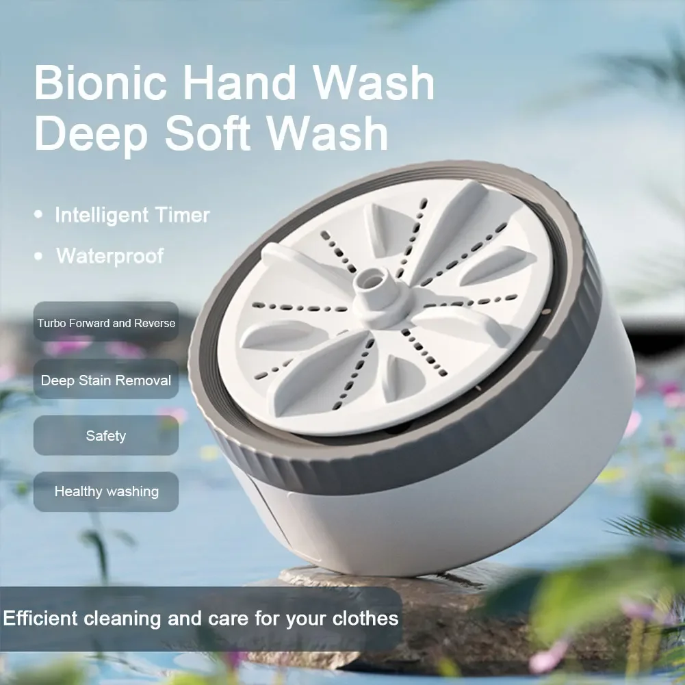 Automatic Clothes Cleaner Washer USB Rechargeable Turbine Washing Machine Space-Saving Auto-Off  Travel Trip Apartment