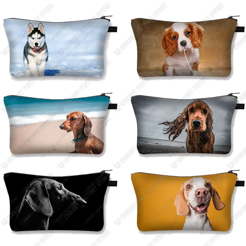 Bolsas de maquiagem para cães pug/dachshund, bolsa de cosméticos feminina, bolsa de cosméticos para mulheres, bolsa de beleza para meninas, bolsa pequena para cosméticos