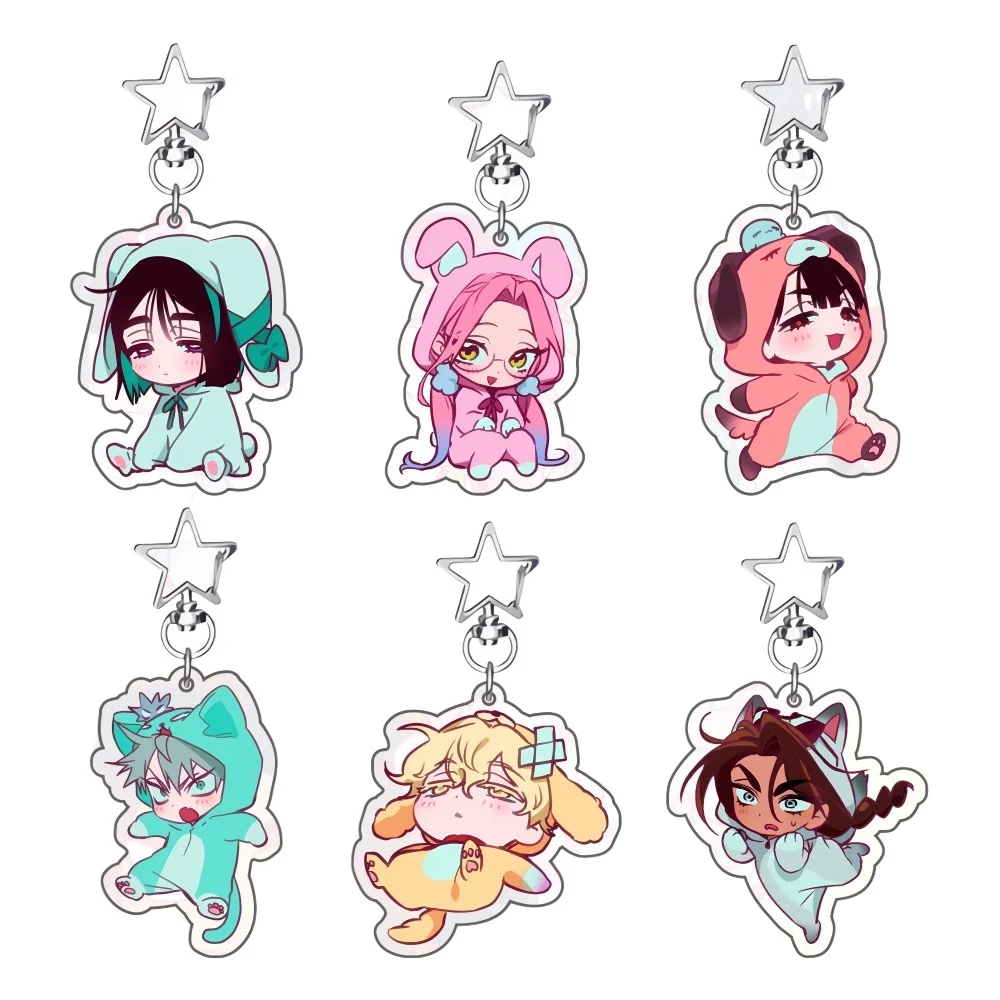 6pcs Anime ALIEN STAGE Keychains Pendant Car KeyChain Acrylic Stand MIZI SUA TILL IVAN HYUNA LUKA Fans Gifts Cosplay Accessories