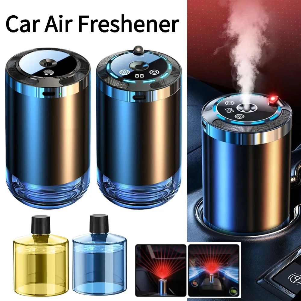Car Air Freshener Smart Aromatherapy Humidifier Scent Air Odor Eliminator Auto Diffuser Ambient Light 5 Modes Digital Display