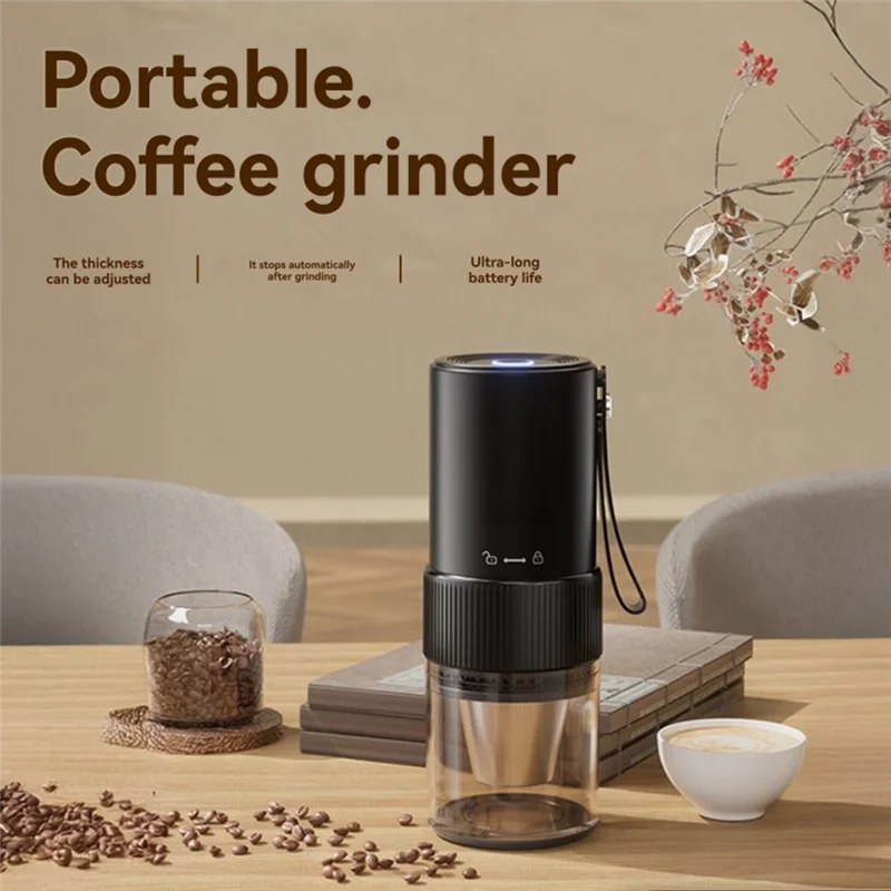 ASWUT-Portable Electric Coffee Grinder Adjustment One-Button Start Bean Grinder USB Rechargeable Home Outdoor Blender
