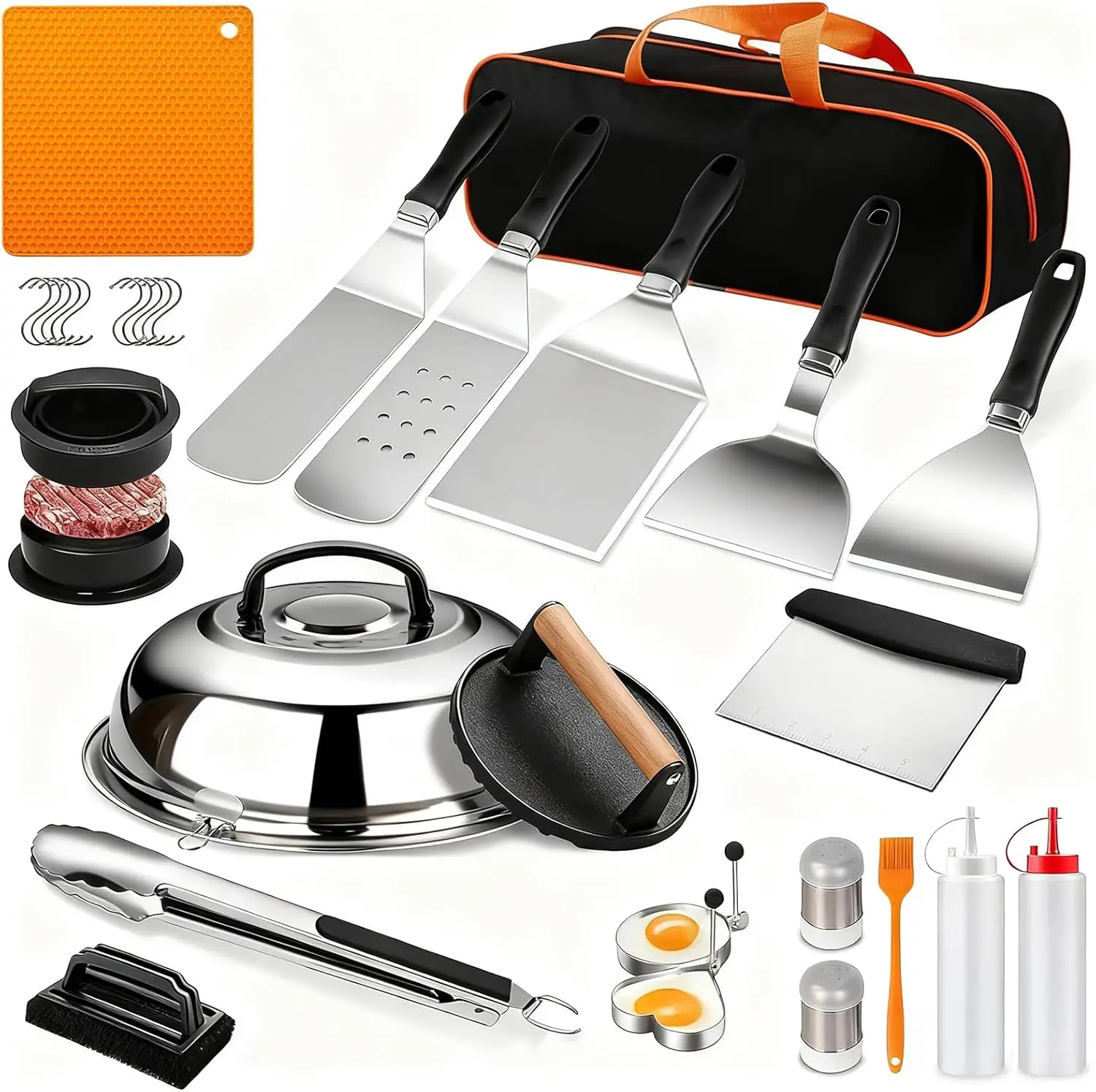 

Griddle Accessories Kit for , 28Pcs Hibachi Tools Accessories Set for Flat Top Teppanyaki with Griddle Spatula, Burger