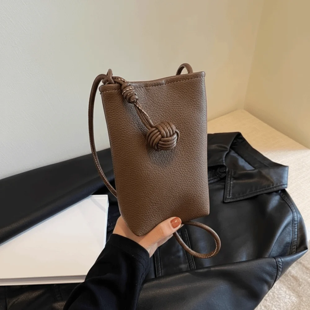 PU Leather Mobile Phone Crossbody Bag Small Purses With Pendant Leather Shoulder Bag Soft Solid Color Mini Summer Shoulder Bags