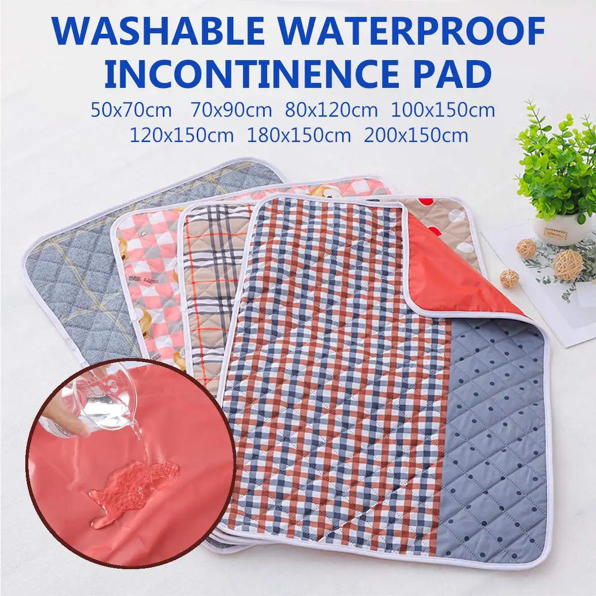 7 Size 3 Type Washable Incontinence Bed Pad Reusable Absorbent Wetting Sheet Protector Dry Mat  Incontinence Pad for Bed