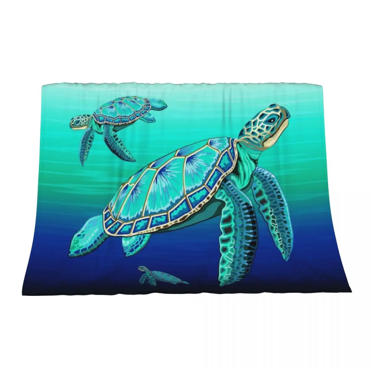 

Sea Turtle Turquoise Oceanlife Throw Blanket Retros Bed covers Polar Blankets
