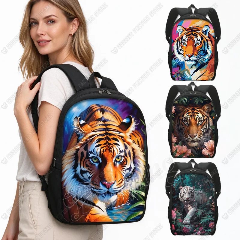 Galaxy Colorful Tiger Print Backpacks Flower Tigers Teenager Daypack Storage Backpack for Travel Laptop Bag School Bags Rucksack