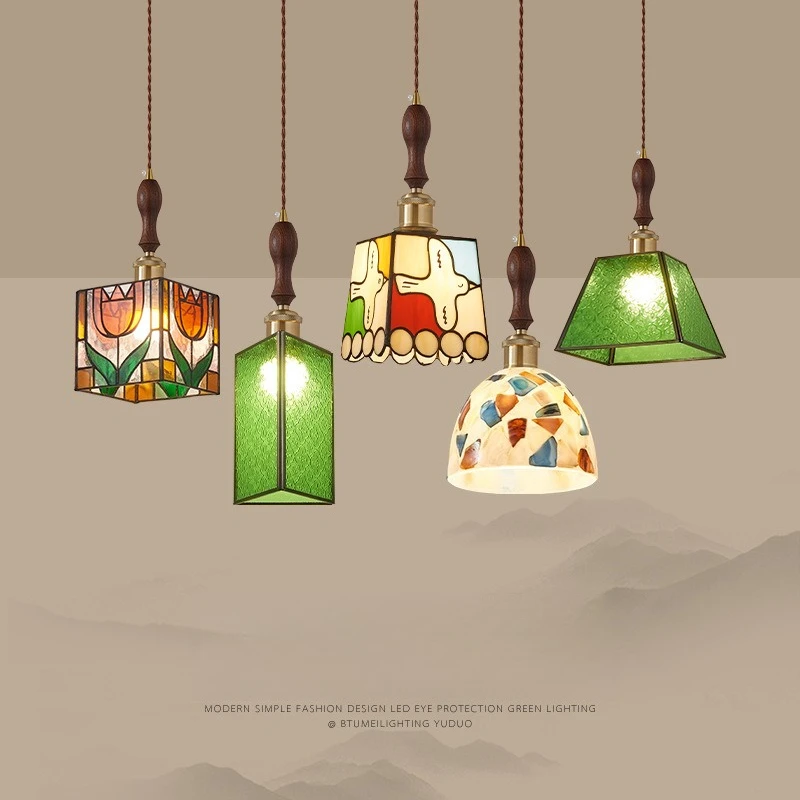 

Japanese Retro Glass Pendant - Mid-Century Hong Kong Style Light for Lodge, Dining & Tea Room, Multi-Space Ambient Chandelier