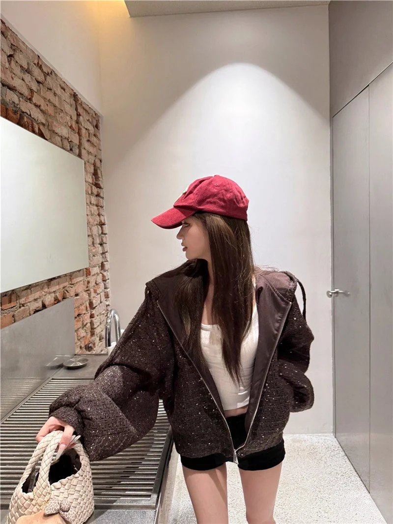 Retro Veelzijdige Lange Sve Capuchon Jaet Dames Herfst 2025, Nieuwe Ele Losse Afslanken Open Vest Rits Top Trendy