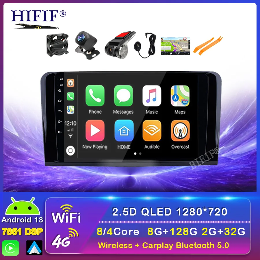 Android 13 GPS for Mercedes Benz CLASS ML W164 X164 ML350 ML300 GL500 ML320 Car 2 Din DSP IPS HDMI 4Gb+64Gb RDS WIFI Map