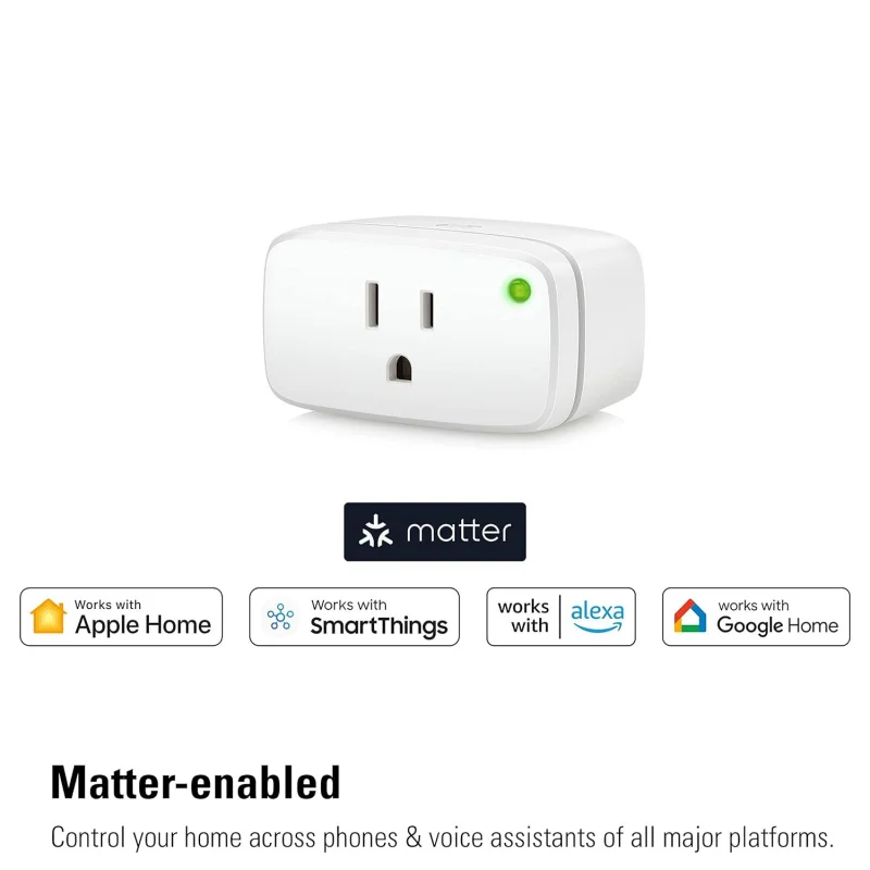 Energy (Matter) 2- Smart Plug, App and Voice Control, 100% Privacy, Matter Over Thread, works with Apple Home, Alexa, Goog