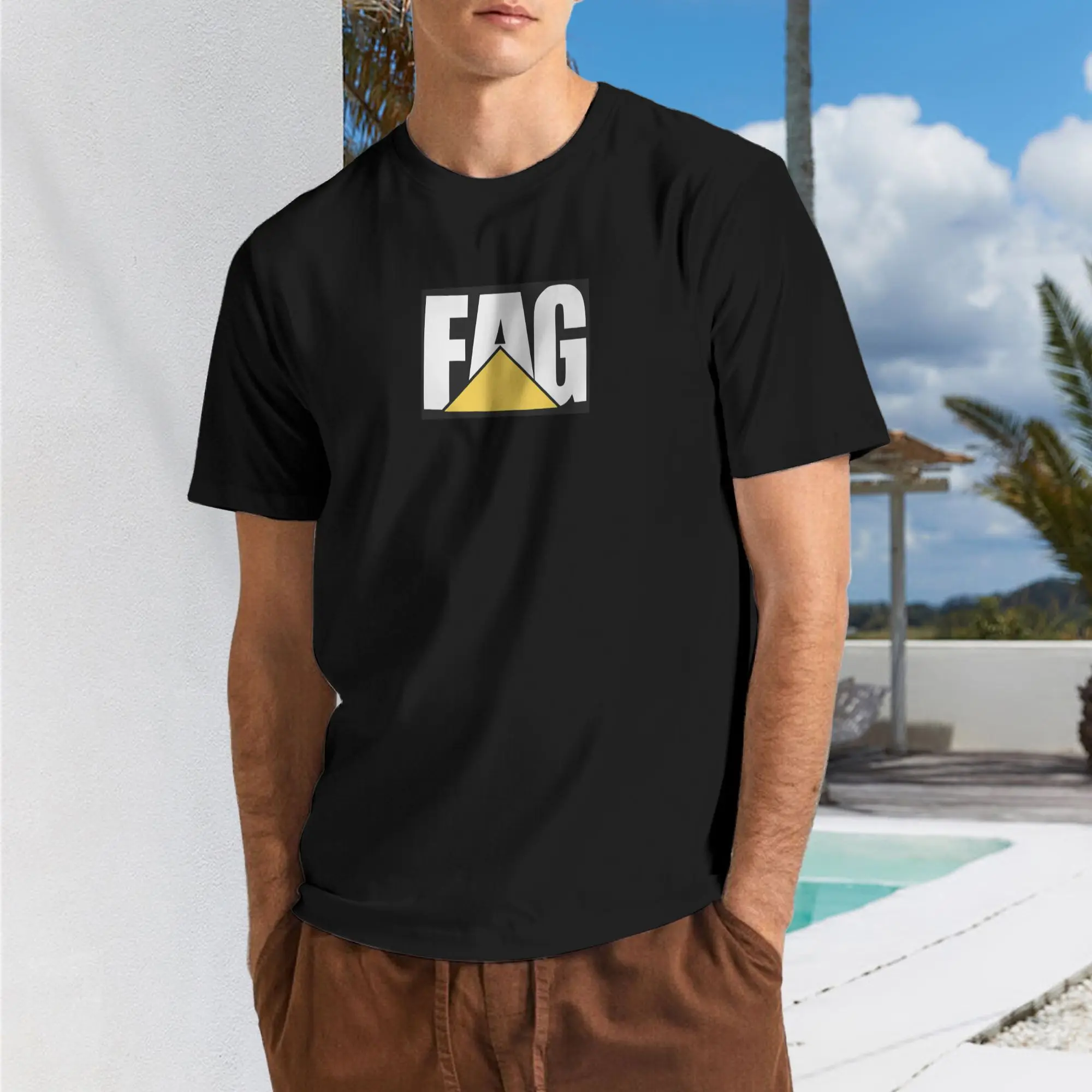 New 2025 yaer FAG   Brand Logo with Pyramid Element  t shirt men sleeve shirt