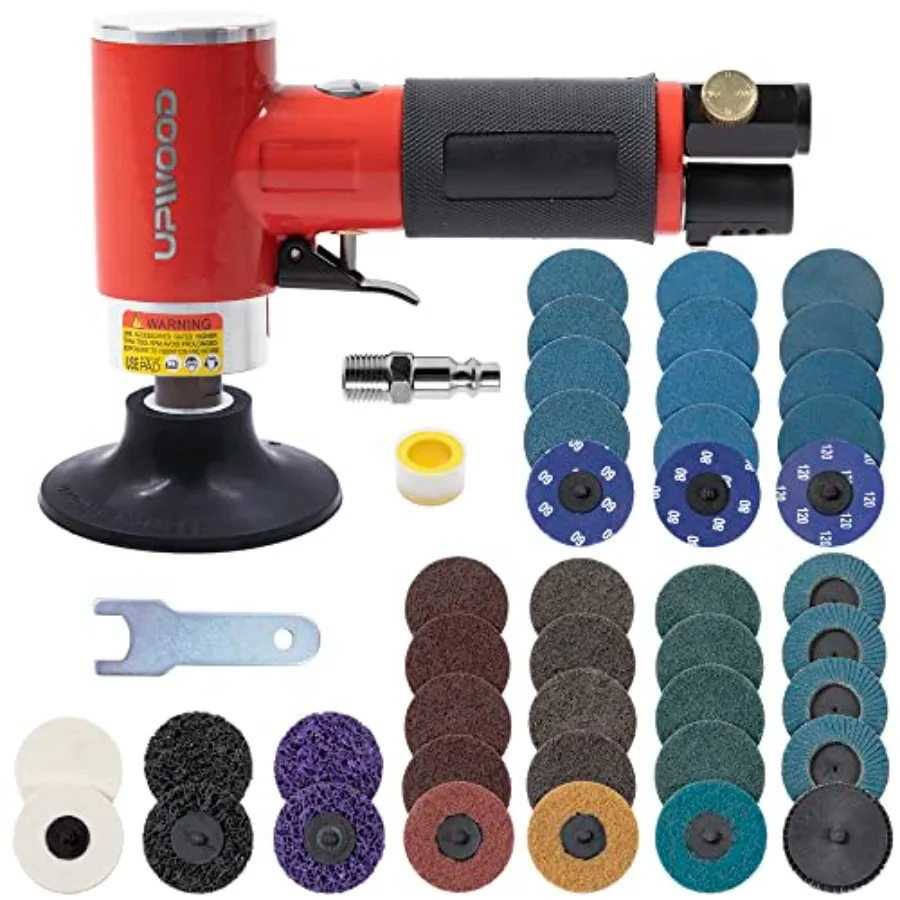 

3inch Air Sander Angle Grinder with Roll Lock Wheel Set Pneumatic Polishing Tool with 41pcs 3-inch sanding discs