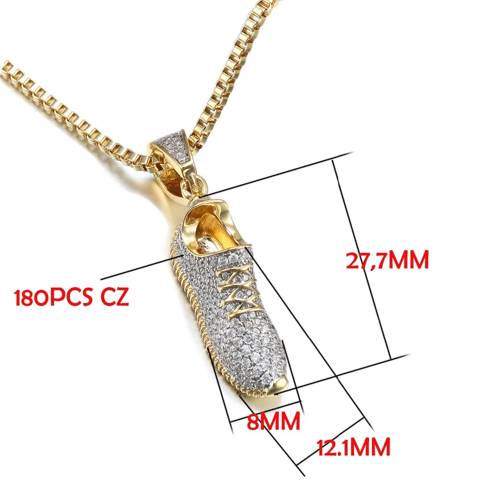 Stone Pendant for Men Hip Hop Cubic Zirconia Sport Shoes Pendants Necklace Ice Out Brass  Bling Bling Fine Jewelry  Zircon