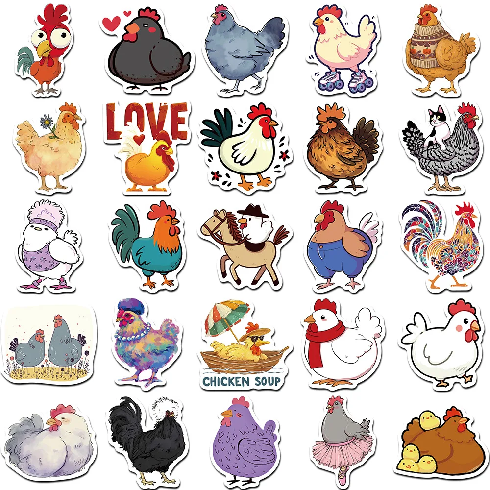 10/30/50Pcs Nette cartoon tier huhn wasserdichte Aufkleber Aufkleber Laptop Motorrad Gepäck Snowboard Kühlschrank Auto Pegatinas