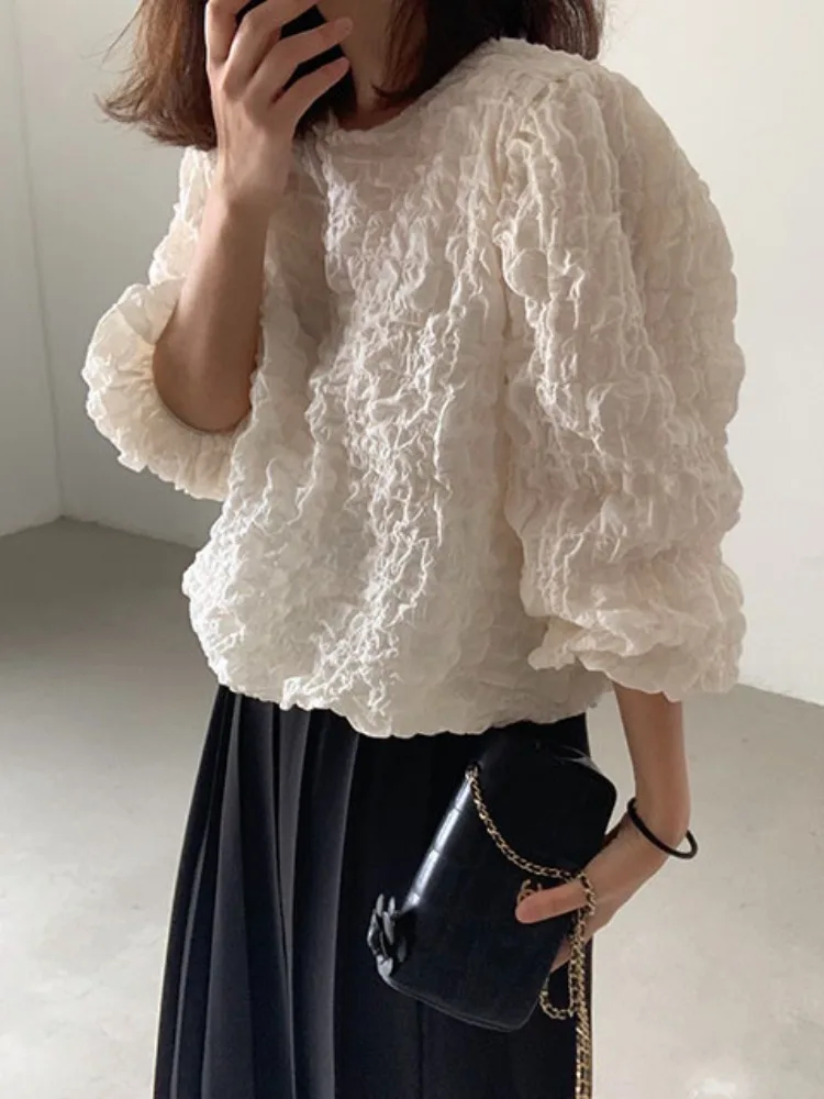 เสื้อสเวตเตอร์ผ้าฝ้ายทรงหลวมสไตล์ฤดูใบไม้ร่วง ดีไซน์เรียบง่ายทันสมัยสำหรับผู้หญิง