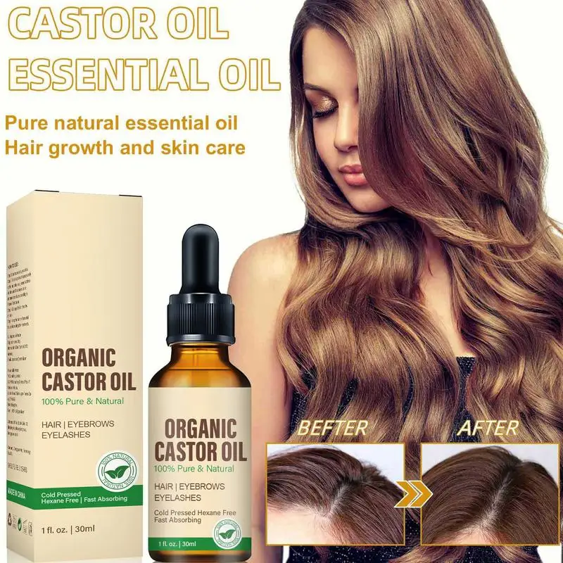 

NEW 30ml Organic Castor Oil 100% Pure Natural Cold Pressed Unrefined Castor Oil For Eyelashes, Eyebrows, Hair & Skin care