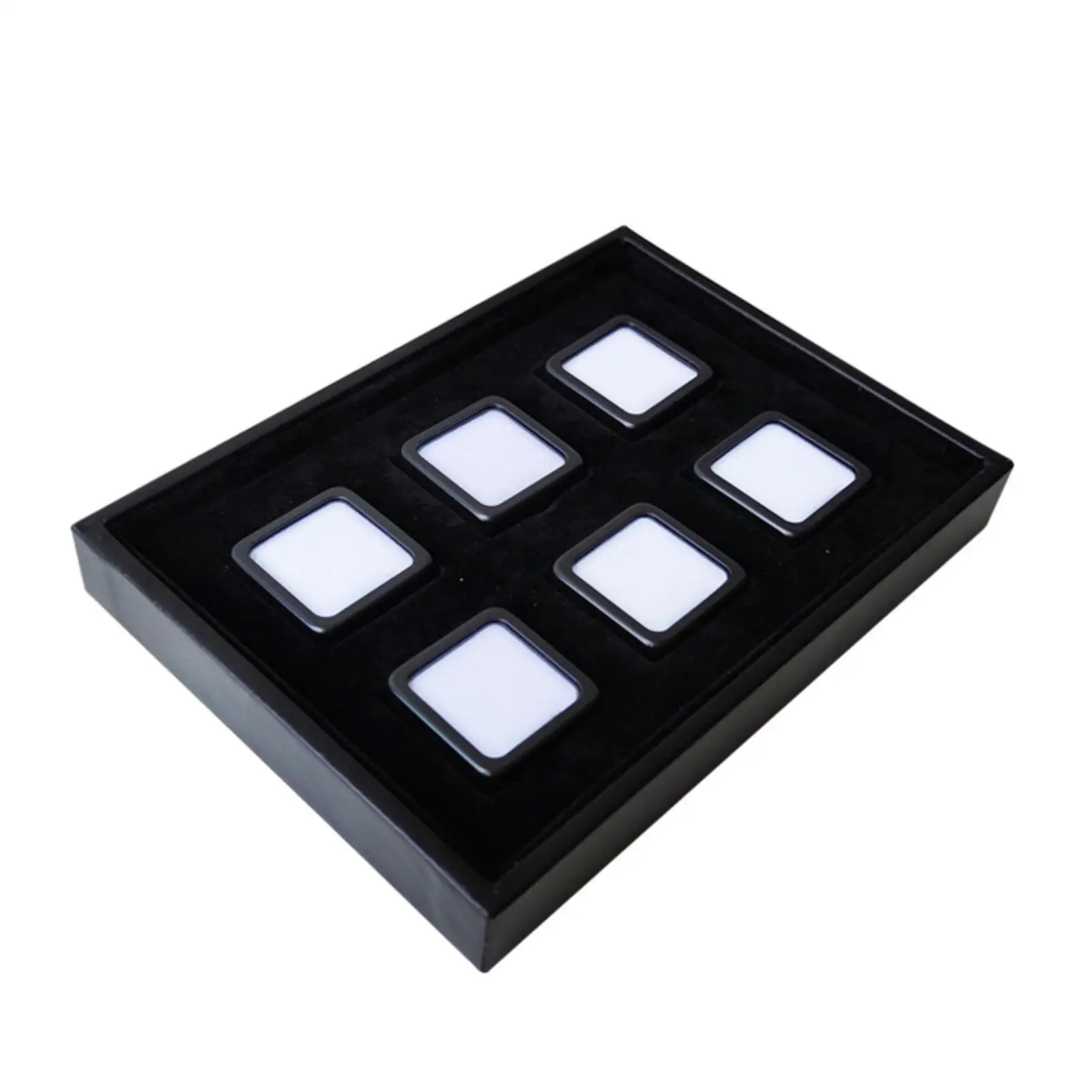 Elegant Jewelry Storage Tray with 6 Compartments Soft Black Velvet Lining Stainless Steel Frame for Boutique Countertop Use