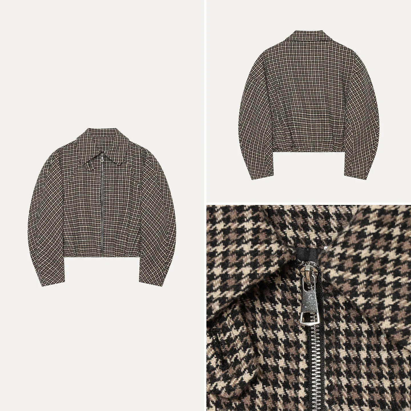 Casual Long Sleeve Zipper Coat Women's Plaid Shirt Collar Outerwear Autumn Fashion Ladies' Premium Short Jacket 2026 New Arrival