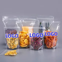 100PCS Wholesale High Clear Stand up Plastic Bags Transparent Food Meat Coffee Powder Vegetables Fridge Fresh Storage Pouches