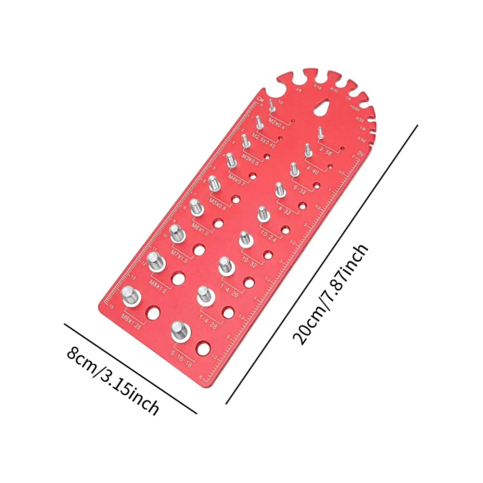 لوحة قياس معرف المسمار مع صامولة مسطرة سم بوصة ومسمار #6