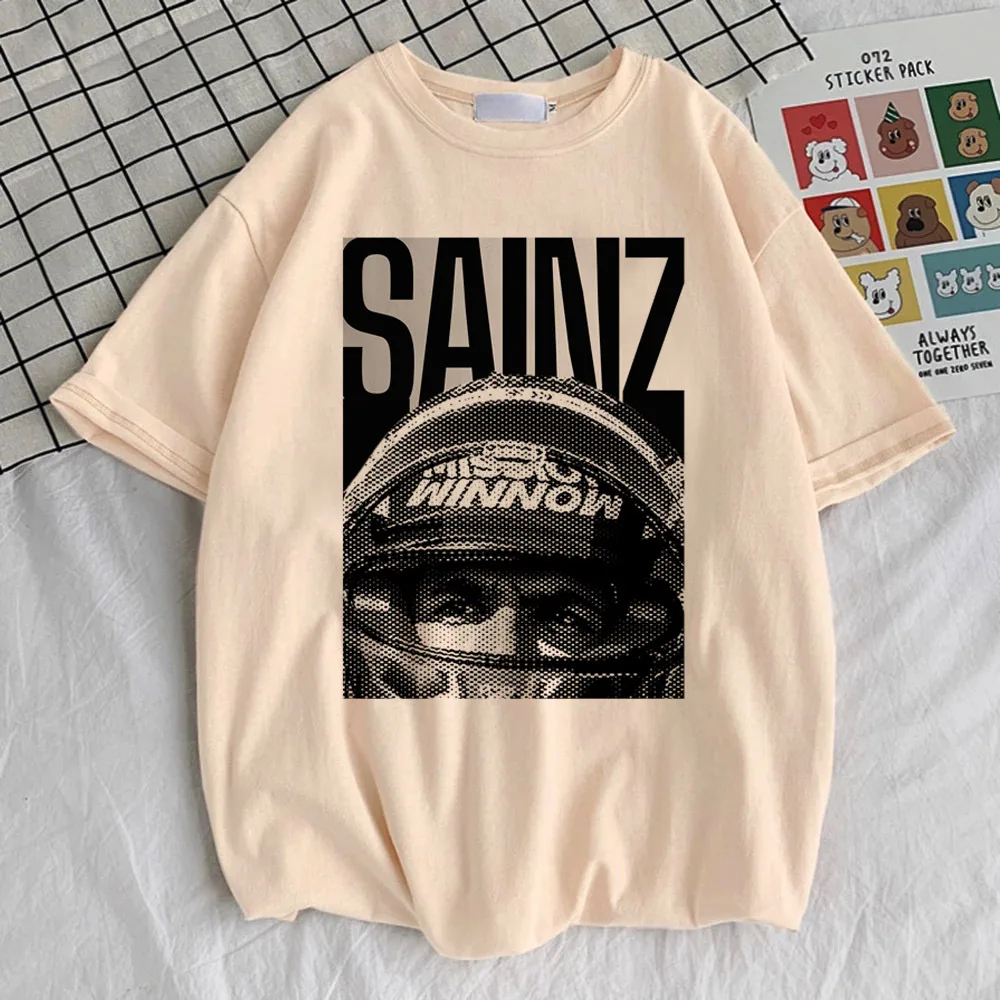 Carlos Sainz Top Tees Women Psychedelic Kawaii Punk Pastel T-shirt Digital Punk Retro Kawaii Harajuku Cool Anime Unisex Tshirt