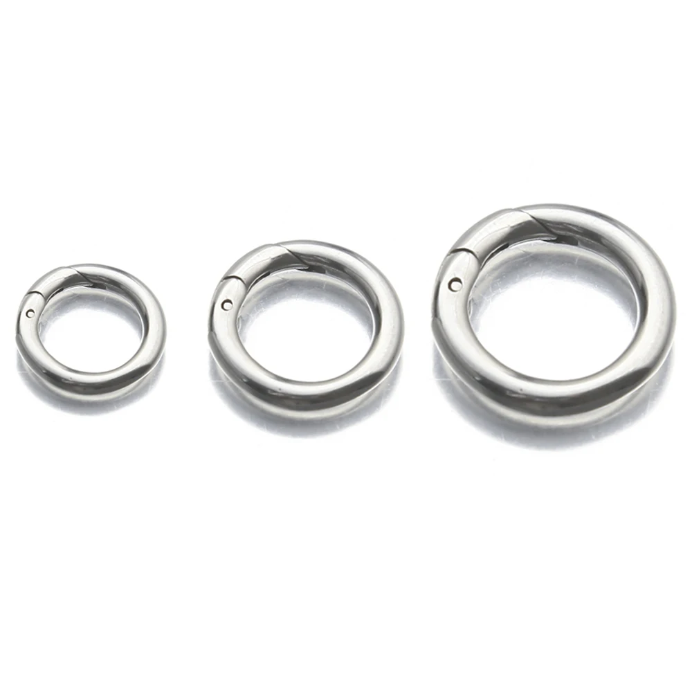 Stainless Steel Round Carabiner Spring Clasps Hooks Open Jump Ring Connectors For DIY Keychain Handbag Jewelry Making Supplies