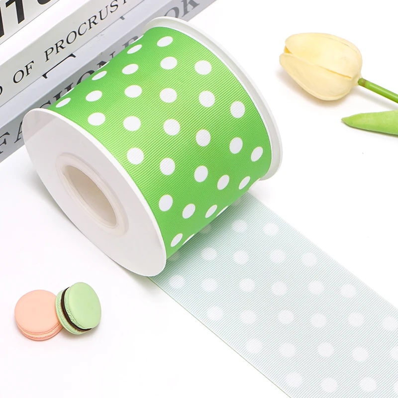 5 Yards Dot Printed Grosgrain Satin Ribbons For Bows DIY Craft Decoration Packaging Supplies. 85610