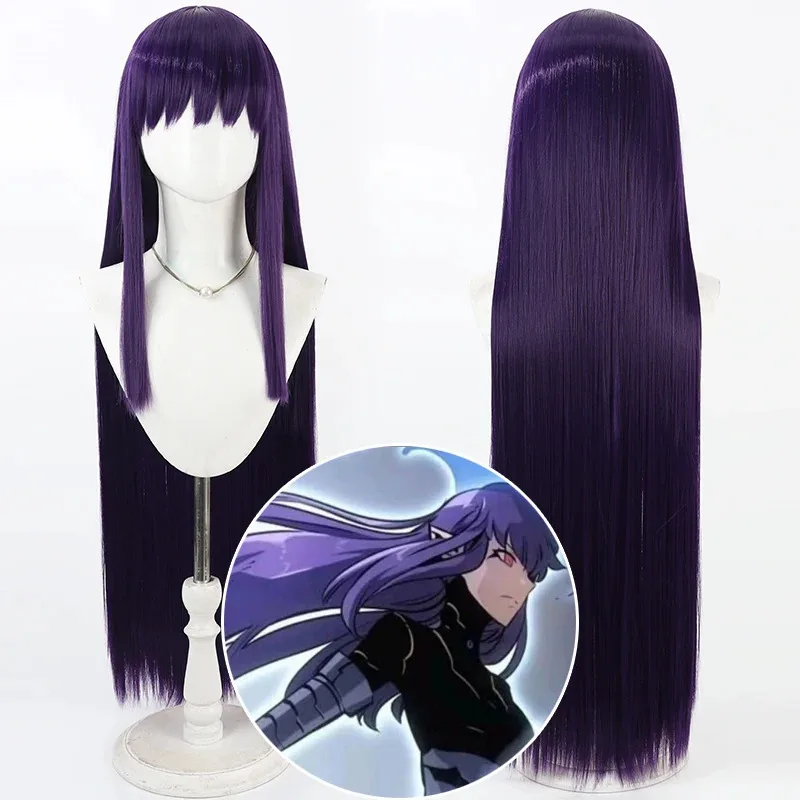 애니메이션 솔로 레벨링 에실 라디루 코스프레 가발 100cm 긴 직선 보라색 내열성 머리카락