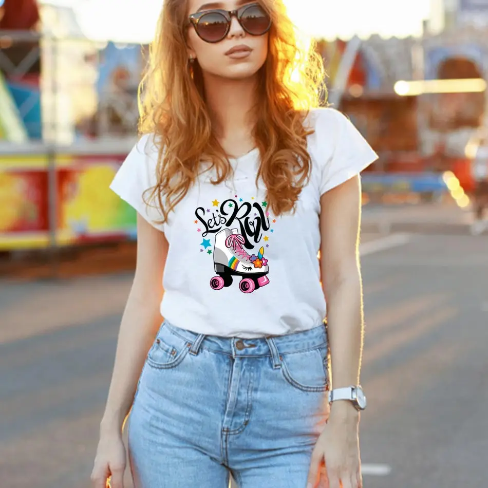 Beautiful Skates Iron On Transfers On Clothes DIY Washable Thermal Stickers On T-shirt Fashion Design Patch For Clothing Decor