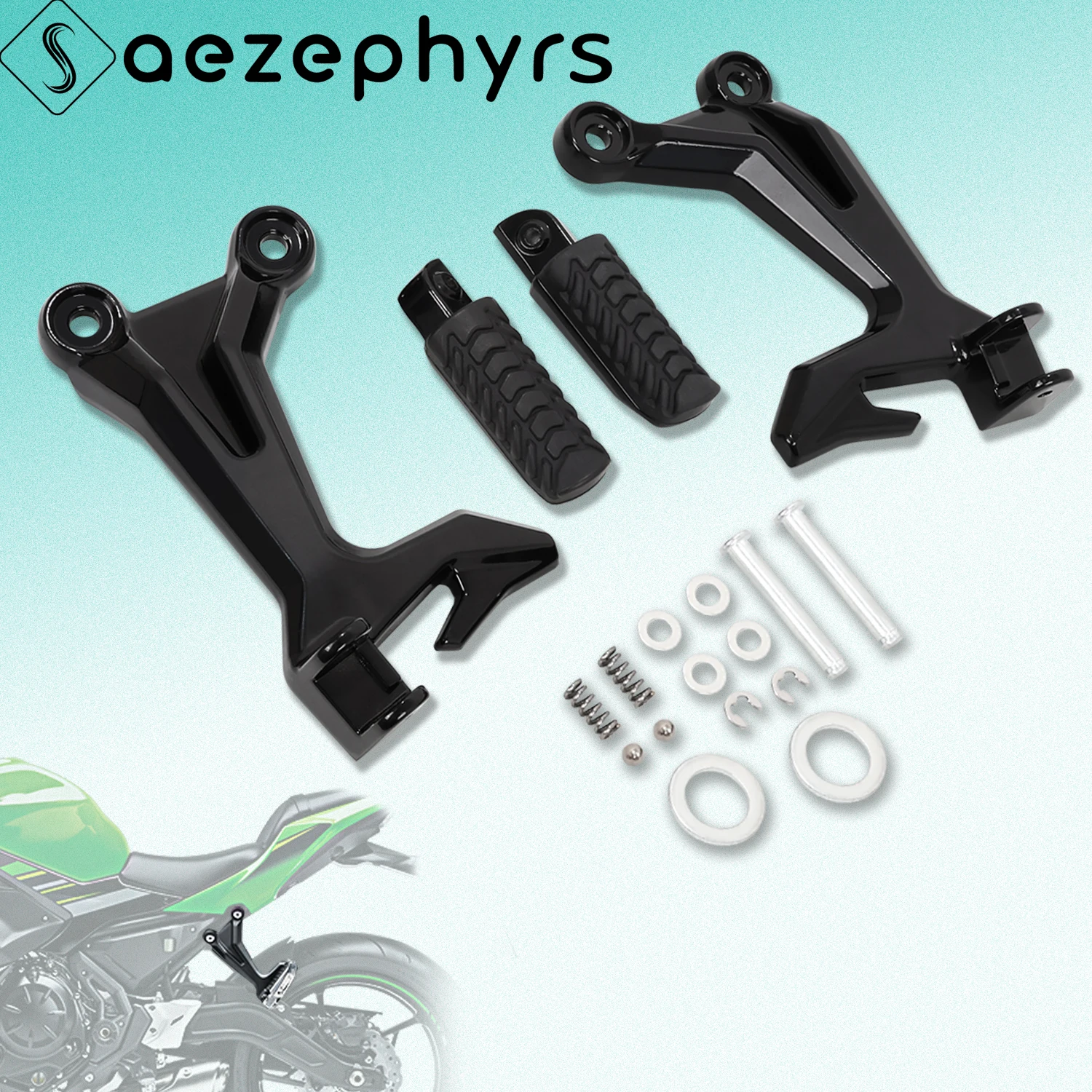 

Motorcycle Rear Passenger Footrests Foot Pegs Mount Brackets Kit for Kawasaki Ninja 650/Z650 2017-2025 2018 2019 2020 2021 2022