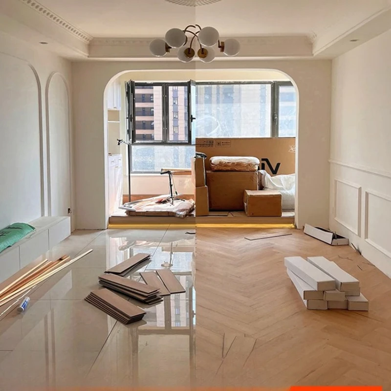 

Stone plastic floor herringbone parquet floor tile surface renovation household silent lock waterproof microcrystalline stone