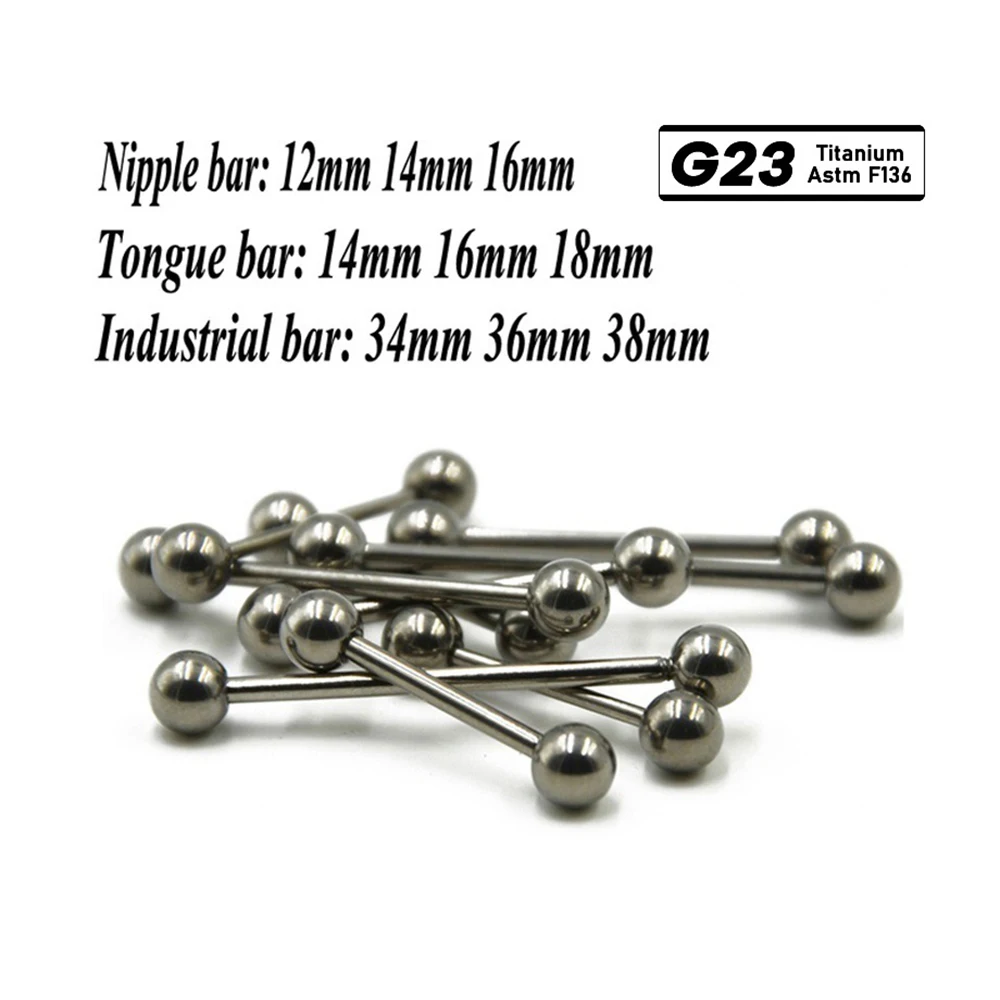 14G Steel Titanium Tongue Piercings External Threaded Industrial Barbell Rings Lengua Nipple Bar Ear Tragus Nipple Barbell Ring