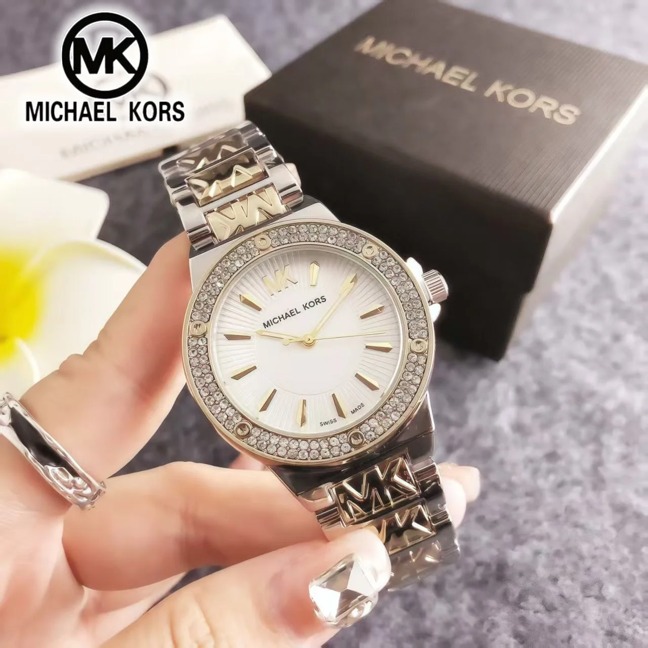 Michael Kors Luxury Business Women's Watch Bag MK Fashion Texture Leisure Waterproof Quartz Watch Wallet Perfect Girlfriend Gift