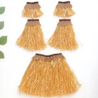 

1 Set Costume Set Tropical Artificial Grass Skirt Hawaiian Party Accessory With Arm Leg Bands For Luau Beach Events Women