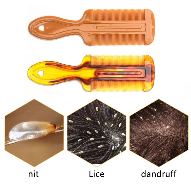 Double Sided Lice Nit Comb with Handle Fine Tines for Head Louse Flea Detection Easy Clean Hair Grooming Tool Home First Aid Kit